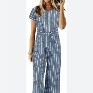 Striped wide leg jumpsuit size small NWT